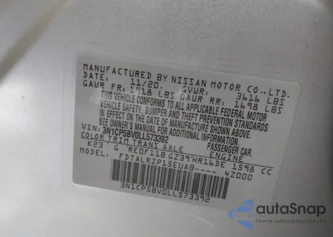 2020 Nissan Kicks S Xtronic Cvt из США, поврежденный, VIN 3N1CP5BV0LL573392